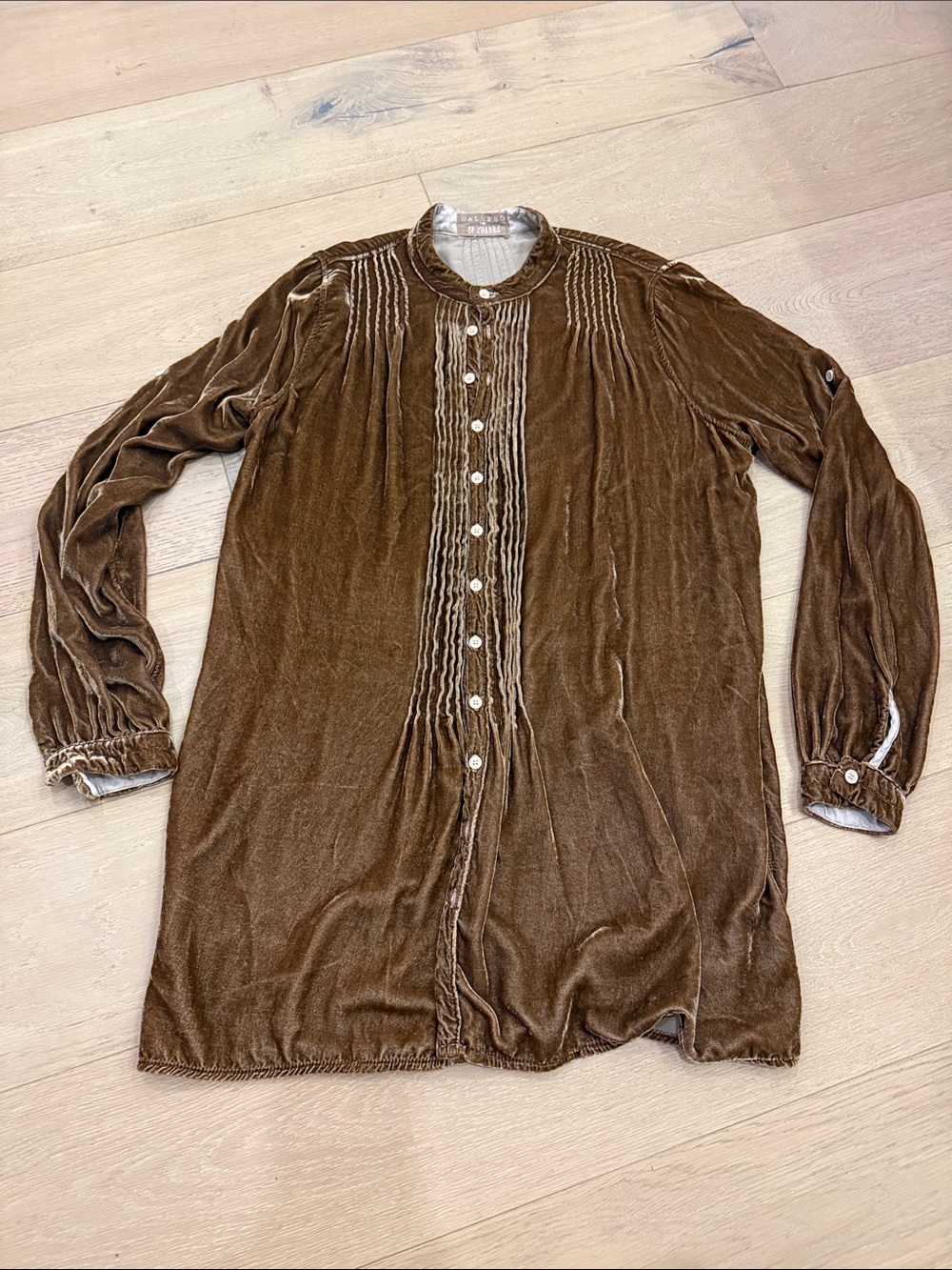 Calypso CP shades velvet long tunic button down shirt